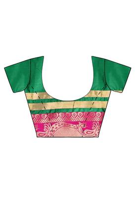 Green woven banarasi saree with blouse 4