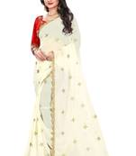 White georgette saree with blouse