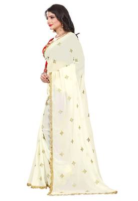 White georgette saree with blouse 3