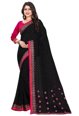 Black georgette saree with blouse 1