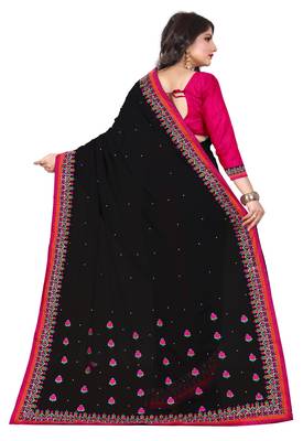 Black georgette saree with blouse 2
