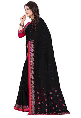 Black georgette saree with blouse 3