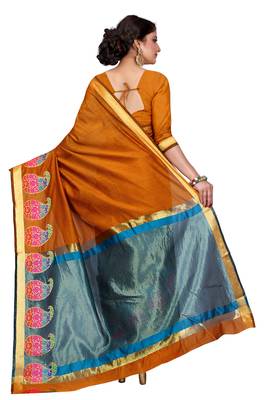 Mustard woven banarasi saree with blouse 2