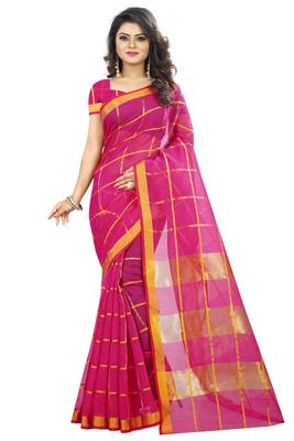 Pink woven manipuri silk saree with blouse 1