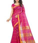 Pink woven manipuri silk saree with blouse
