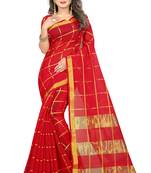 Red woven manipuri silk saree with blouse