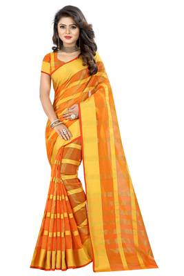 Orange woven manipuri silk saree with blouse 4