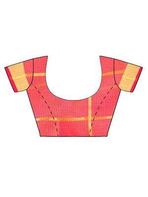 Pink woven manipuri silk saree with blouse 4