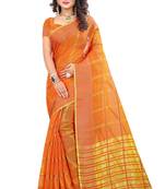 Orange woven manipuri silk saree with blouse