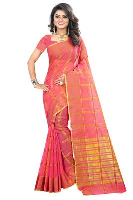 Pink woven manipuri silk saree with blouse 1