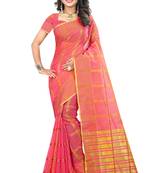 Pink woven manipuri silk saree with blouse