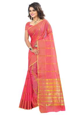Pink woven manipuri silk saree with blouse 3