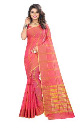 Pink woven manipuri silk saree with blouse 4