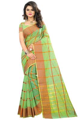 Parrot green woven manipuri silk saree with blouse 1