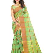 Parrot green woven manipuri silk saree with blouse