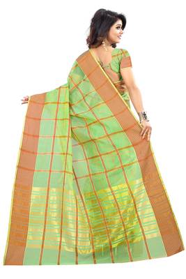 Parrot green woven manipuri silk saree with blouse 2