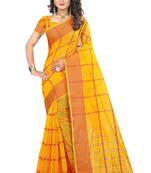 Yellow woven manipuri silk saree with blouse