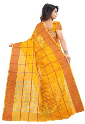 Yellow woven manipuri silk saree with blouse 2