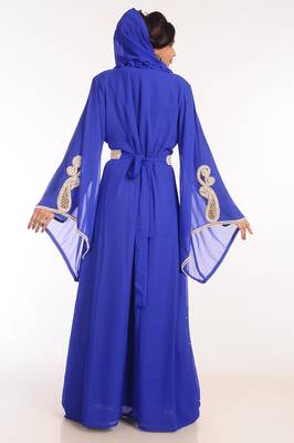 Royal Blue Georgette Hand Woven Stitched Islamic Kaftans 2