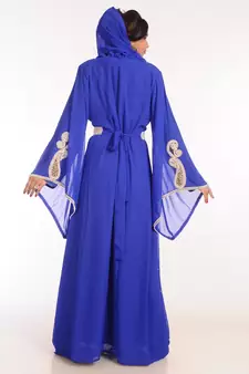 Royal Blue Georgette Hand Woven Stitched Islamic Kaftans