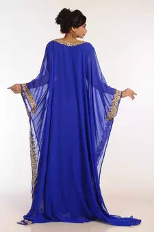 Royal Blue Georgette Hand Woven Stitched Islamic Kaftans