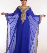 Royal Blue Georgette Hand Woven Stitched Islamic Kaftans