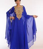 Royal Blue Georgette Hand Woven Stitched Islamic Kaftans