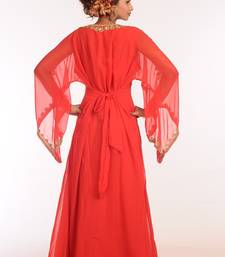 Red Georgette Hand Woven Stitched Islamic Kaftans