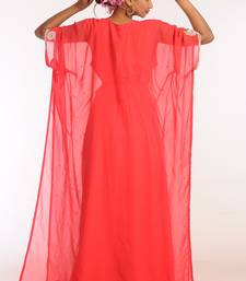 Tomato Georgette Hand Woven Stitched Islamic Kaftans