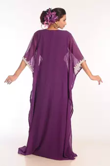 Purple Georgette Hand Woven Stitched Islamic Kaftans