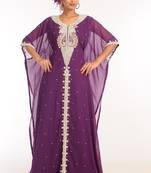 Purple Georgette Hand Woven Stitched Islamic Kaftans