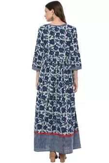   Indigo Hand Block Printed Cotton stitched kurti