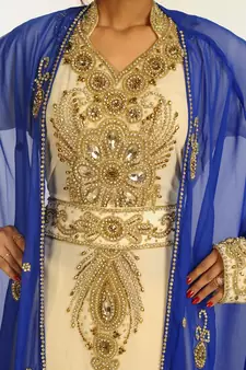 Multicolor Georgette Hand Woven Stitched Islamic Kaftans With Jacket
