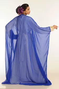 Multicolor Georgette Hand Woven Stitched Islamic Kaftans With Jacket