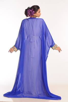 Multicolor Georgette Hand Woven Stitched Islamic Kaftans With Jacket 2