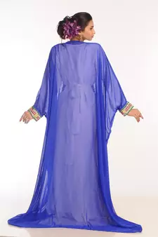 Multicolor Georgette Hand Woven Stitched Islamic Kaftans With Jacket