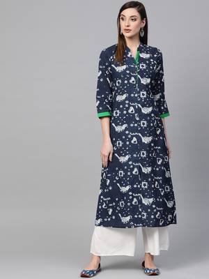   Indigo Hand Block Printed Cotton Stitched Kurti   Unique and Stylish 1