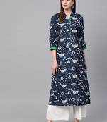 Geroo Jaipur Indigo Hand Block Printed Cotton Stitched Kurti - Unique and Stylish