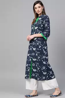   Indigo Hand Block Printed Cotton Stitched Kurti   Unique and Stylish