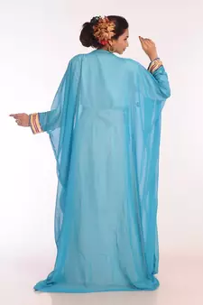 Multicolor Georgette Hand Woven Stitched Islamic Kaftans With Jacket