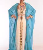 Multicolor Georgette Hand Woven Stitched Islamic Kaftans With Jacket