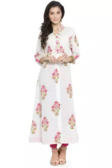   White Pure Cotton Hand Block Printed Kurta   Stay Cool and Stylish this Summer