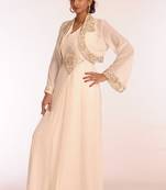 Cream Georgette Hand Woven Stitched Islamic Kaftans