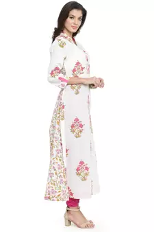   White Pure Cotton Hand Block Printed Kurta   Stay Cool and Stylish this Summer