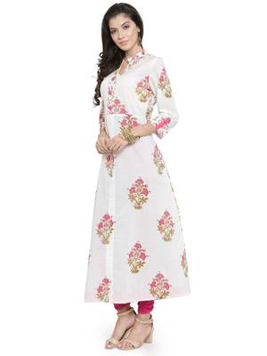   White Pure Cotton Hand Block Printed Kurta   Stay Cool and Stylish this Summer 1