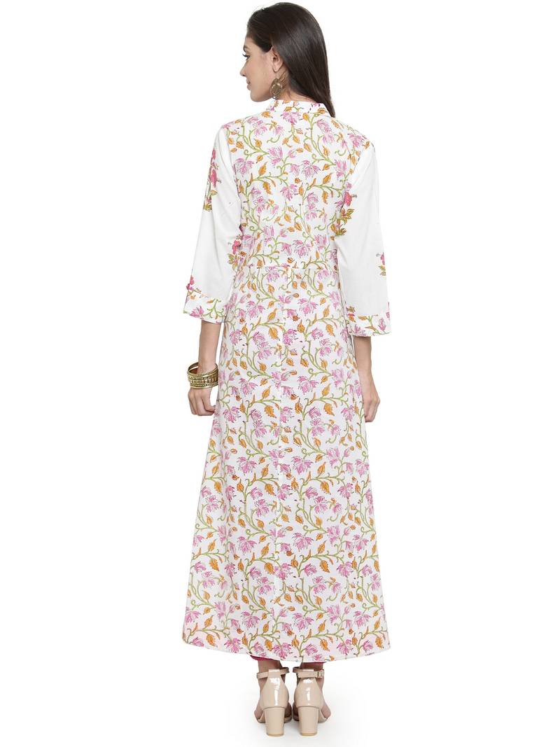 Geroo Jaipur White Pure Cotton Hand Block Printed Kurta - Stay Cool and Stylish this Summer