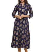 Geroo Jaipur Blue Woven Printed Kurta