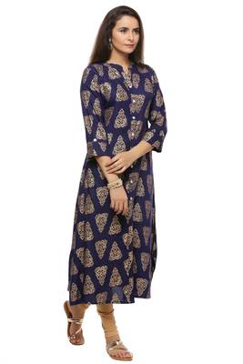   Blue Woven Printed Kurta 2