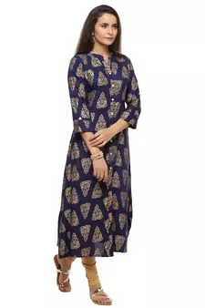  Blue Woven Printed Kurta