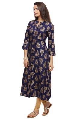   Blue Woven Printed Kurta 3